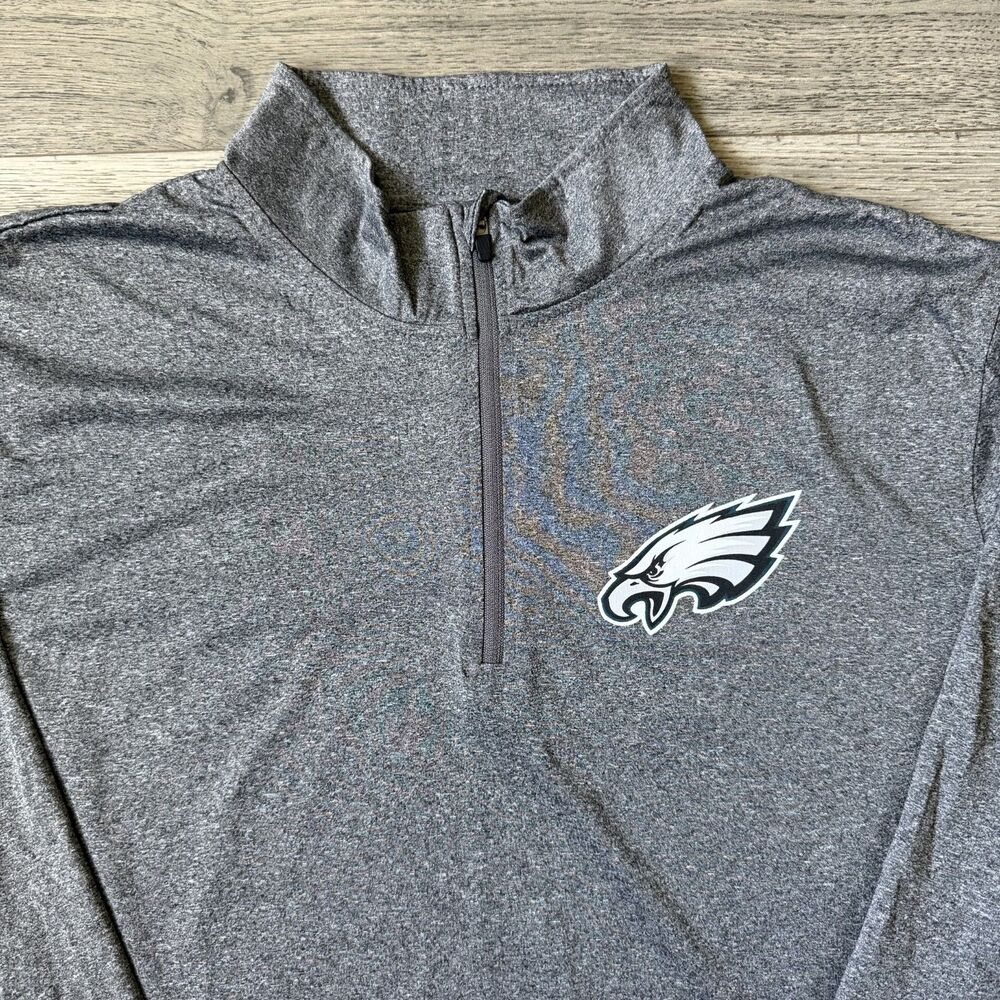 Philadelphia Eagles NFL Team Apparel 1/4 Zip Gray Pullover - Size XL - Picture 5 of 7